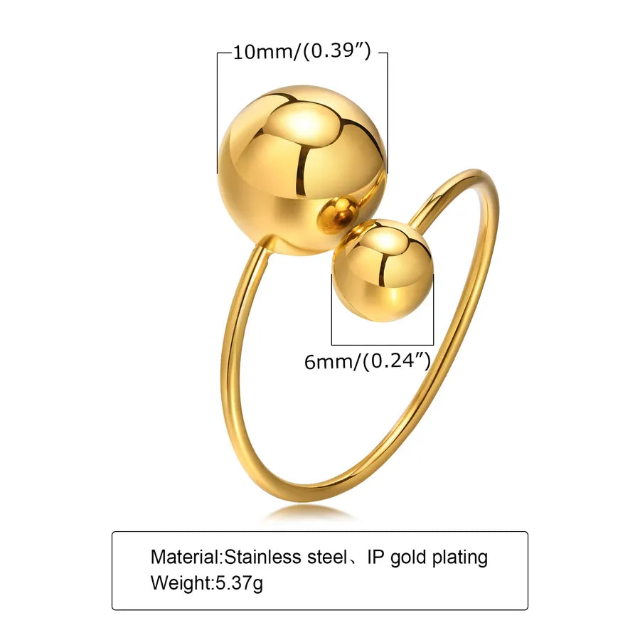 Wholesale Jewelry IG Style Color Block Ball Solid Color 304 Stainless Steel 18K Gold Plated Plating Adjustable Ring