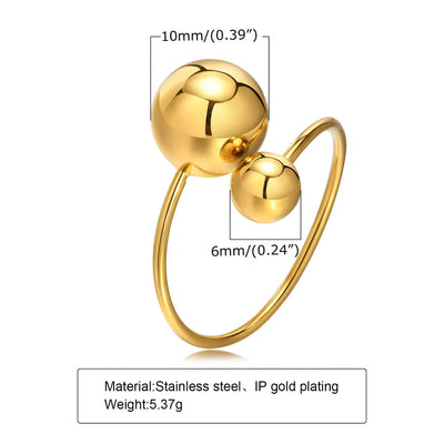 Wholesale Jewelry IG Style Color Block Ball Solid Color 304 Stainless Steel 18K Gold Plated Plating Adjustable Ring