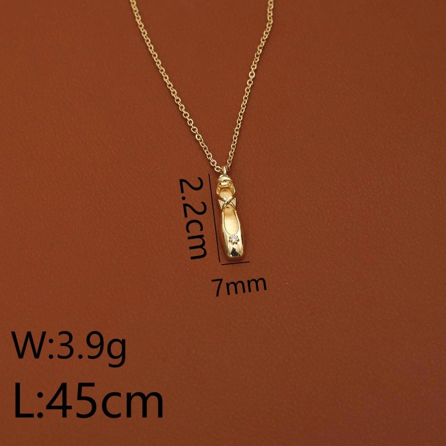 Jewelry Cute Pastoral Ballet shoes Copper Zircon 14K Gold Plated White Gold Plated Pendant Necklace