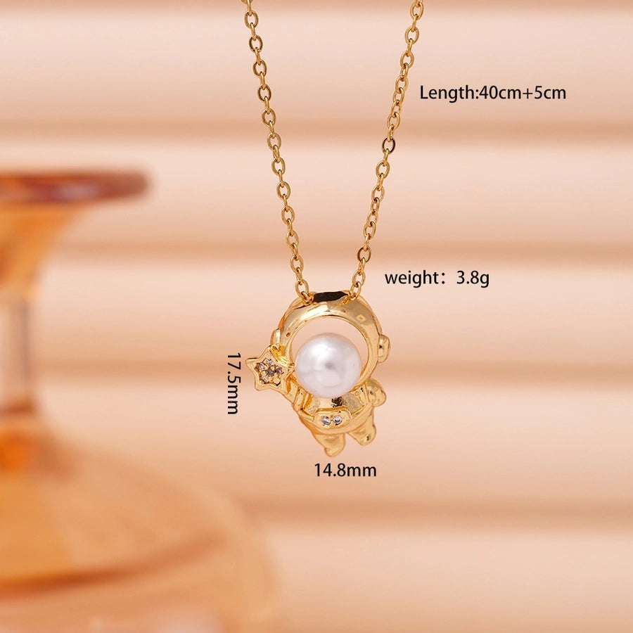 Jewelry Cute IG Style Astronaut Starry Sky 304 Stainless Steel Copper Necklace