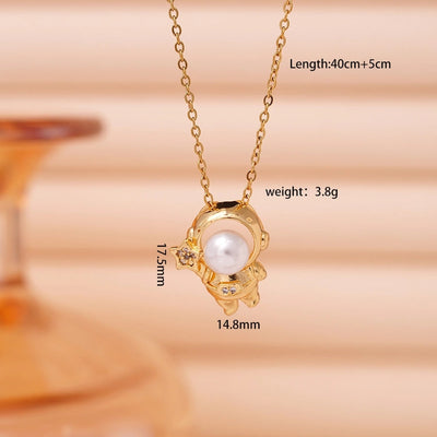 Jewelry Cute IG Style Astronaut Starry Sky 304 Stainless Steel Copper Necklace
