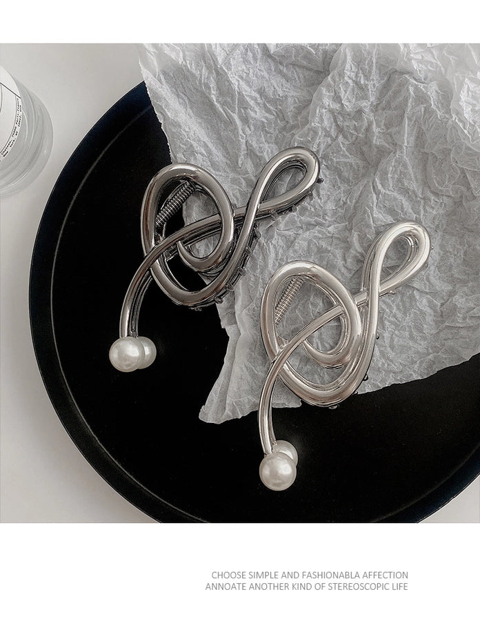 simple style notes alloy inlay pearl hair claws