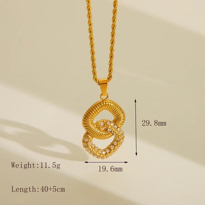 Jewelry Simple Style Commute 8 Words 304 Stainless Steel Zircon 18K Gold Plated Inlay Pendant Necklace