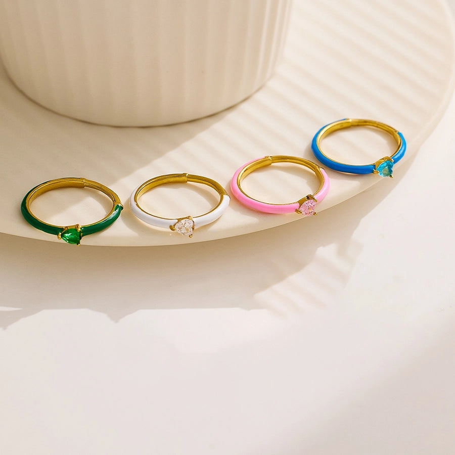 Jewelry IG Style Elegant Simple Style Heart Shape 304 Stainless Steel Zircon Rings