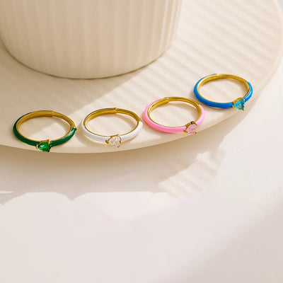 Jewelry IG Style Elegant Simple Style Heart Shape 304 Stainless Steel Zircon Rings