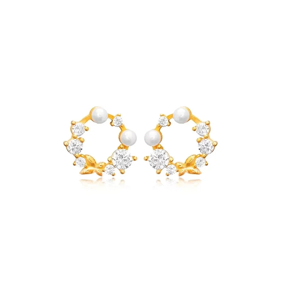 1 Pair Casual Elegant Geometric Copper Zircon Drop Earrings Ear Studs