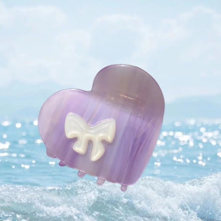 Women's Simple Style Heart Shape Bow Knot Acetic acid sheets Hair Claws