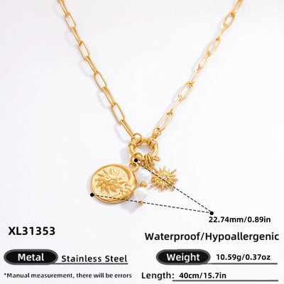 Jewelry Vintage Style Classic Style Sun 304 Stainless Steel Plating Pendant Necklace