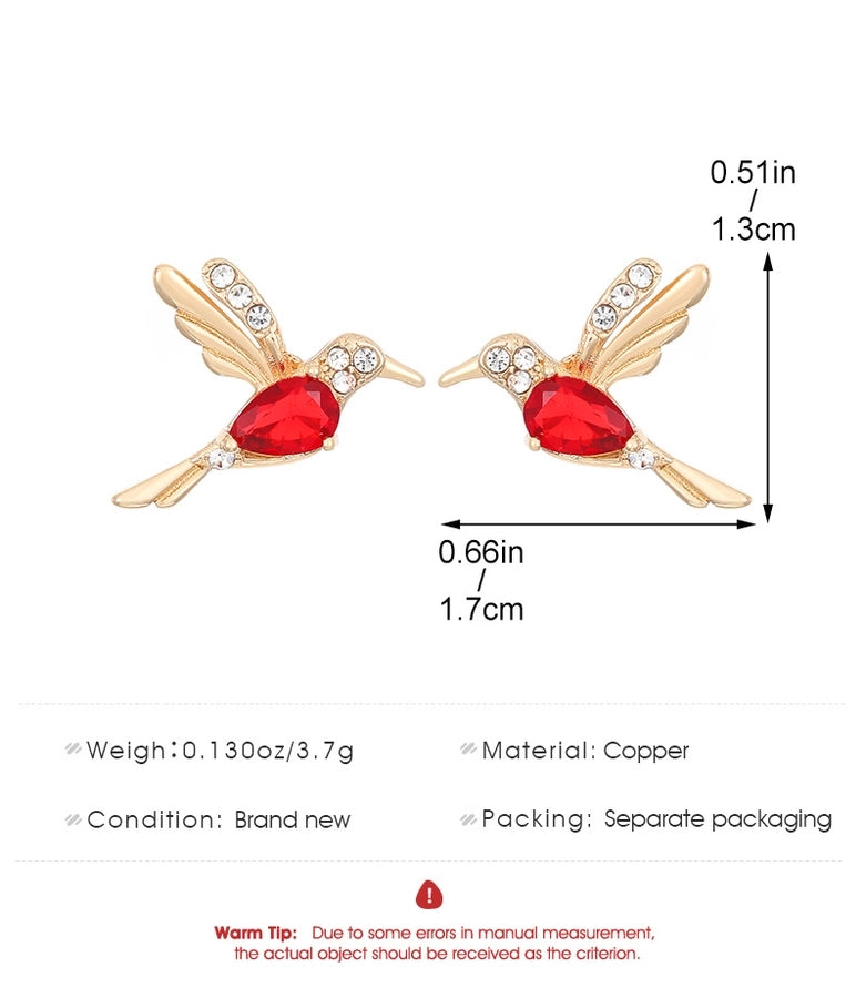 1 Pair Simple Style IG Style Hummingbird Plating Inlay Copper Zircon Ear Studs
