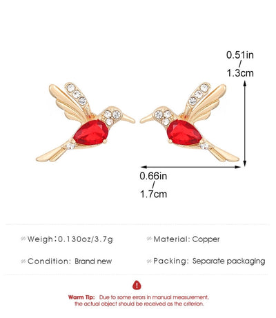 1 Pair Simple Style IG Style Hummingbird Plating Inlay Copper Zircon Ear Studs