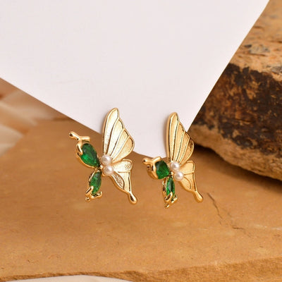 1 Pair Elegant Luxurious Shiny Butterfly 304 Stainless Steel 18K Gold Plated Ear Studs
