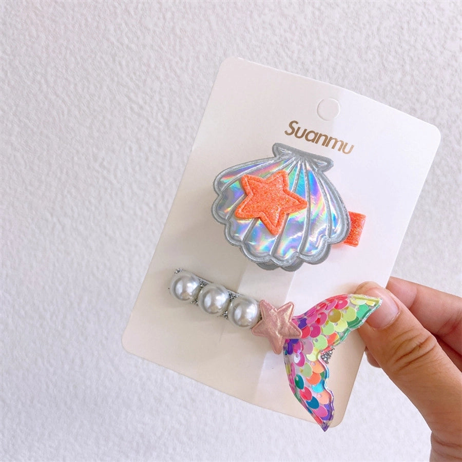 Girl'S Simple Style Classic Style Mermaid Cloth Contrast Collar Hair Clip