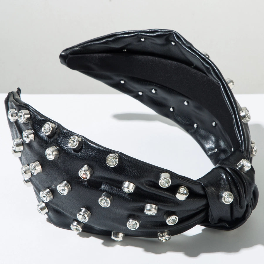 Women's Hip-Hop Punk Solid Color Pu Leather Alloy  Hair Band