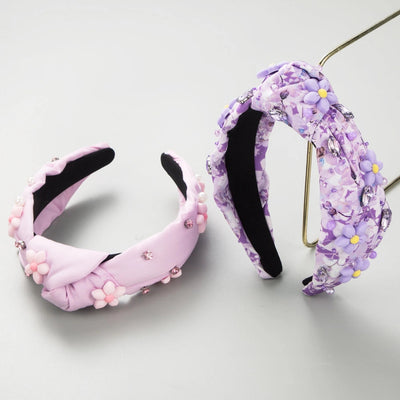 Women's Cute Sweet Flower Petal Imitation Pearl Cloth Inlay Rhinestones Pearl Hair Band