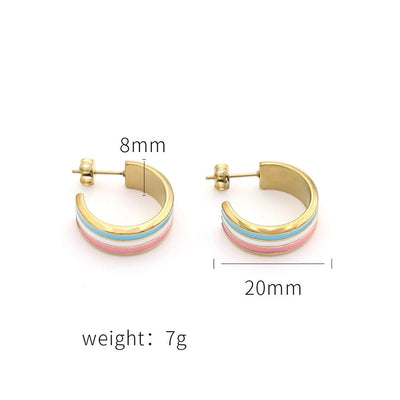 1 Pair IG Style Simple Style C Shape Enamel Titanium Steel Ear Studs