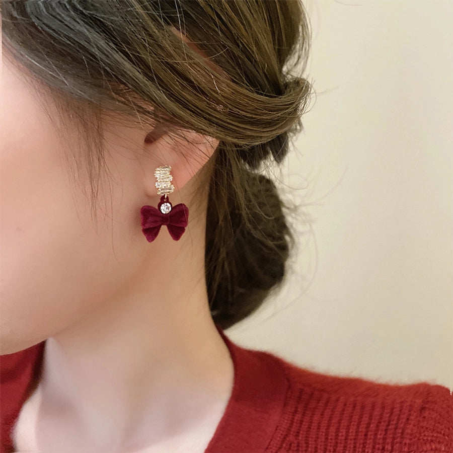 1 Pair Retro Bow Knot Copper Drop Earrings