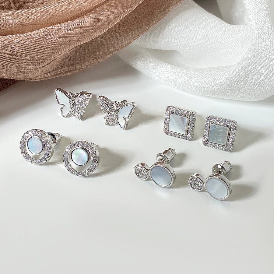 1 Pair Fairy Style Elegant Novelty Butterfly Inlay Copper Shell Zircon Ear Studs