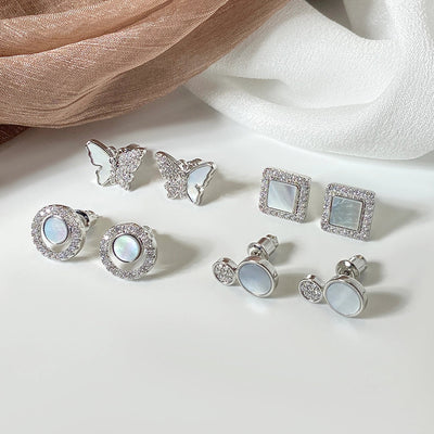 1 Pair IG Style Novelty Circle Hollow Out Inlay Copper Zircon Ear Studs