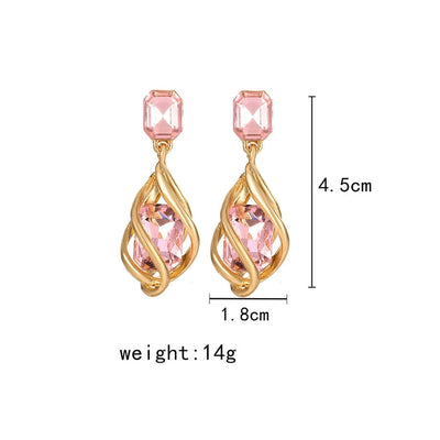 1 Pair Vintage Style Simple Style IG Style Geometric Inlay Copper Copper Alloy Gem Drop Earrings