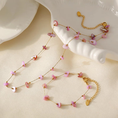 Geometric Natural Stone Necklace Bracelet Affordable Luxury Fashion Sense Stainless Steel Chain  Personalized Jewelry Suit