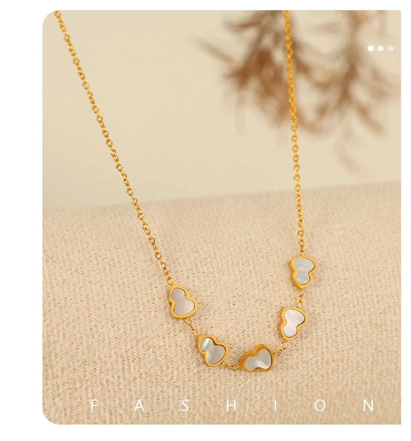 Jewelry IG Style Elegant French Style Gourd 304 Stainless Steel Shell 18K Gold Plated Polishing Pendant Necklace