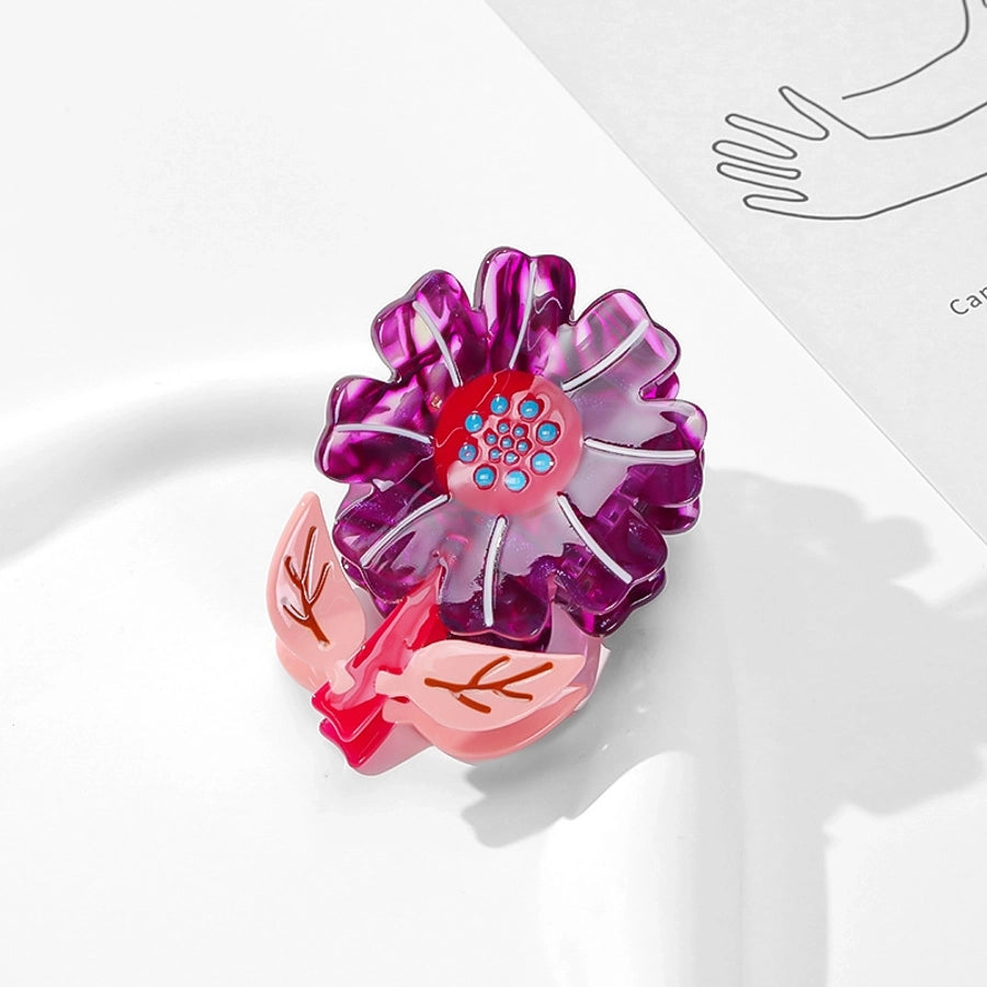 Women's Sweet Artistic Flower Acetic acid sheets Hair Claws