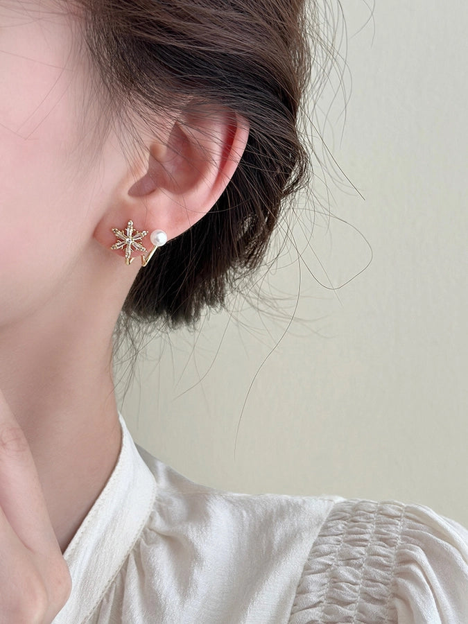 1 Pair Basic Geometric Plating Copper Imitation Pearl Zircon Earrings