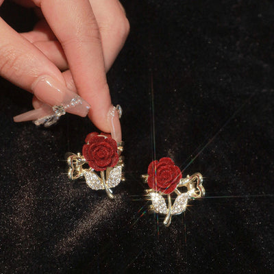 women's lady rose alloy inlay rhinestones hair clip