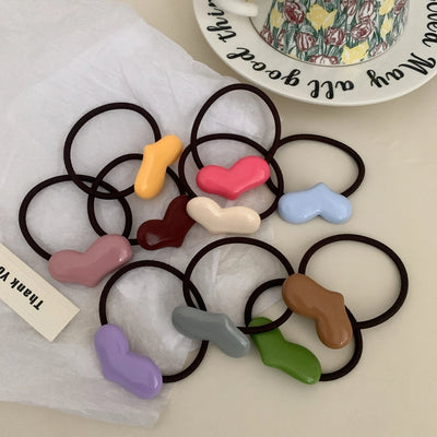 Women's Cute Simple Style Heart Shape Resin Hair Tie