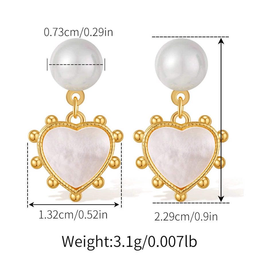 1 Piece Vintage Style Lady Wedding Pearl Inlay Copper Artificial Pearls 18K Gold Plated Drop Earrings
