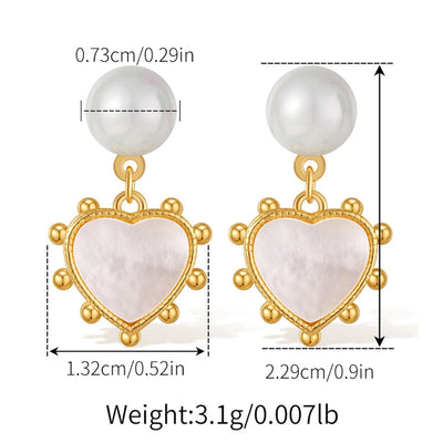 1 Piece Vintage Style Lady Wedding Pearl Inlay Copper Artificial Pearls 18K Gold Plated Drop Earrings