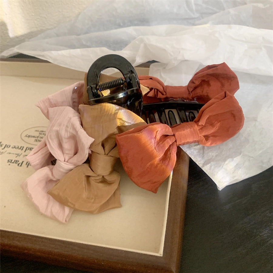 Women's Korean Style Bow Knot Plastic Cloth Hair Claws