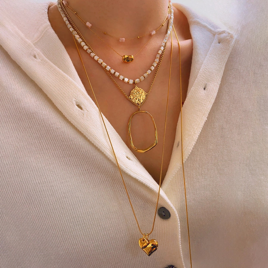 Jewelry Simple Style Geometric 304 Stainless Steel 18K Gold Plated Pendant Necklace