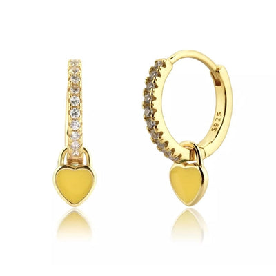 1 Pair Sweet Heart Shape Inlay Copper Zircon Drop Earrings