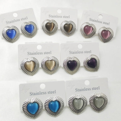 1 Pair Elegant Retro Commute Heart Shape 304 Stainless Steel Ear Studs