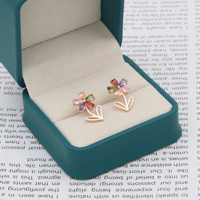 1 Pair Elegant Lady Romantic Flower Plating Inlay Copper Zircon K Gold Plated Ear Studs
