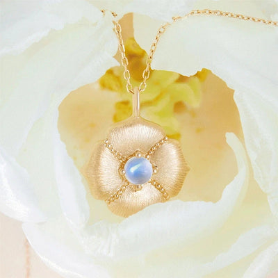 Alloy Copper Inlay Flower Birthstone Pendant Necklace