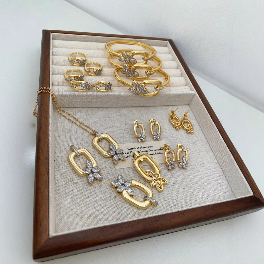 Jewelry Vintage Style Classic Style Geometric Copper Zircon Mixed Metal Rings Bracelets Earrings