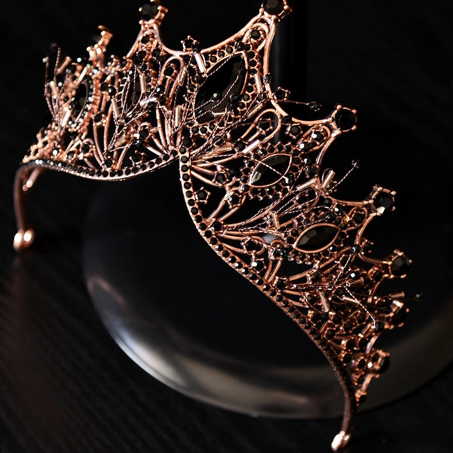 korean style rhinestone crown earrings set wedding hair accessories