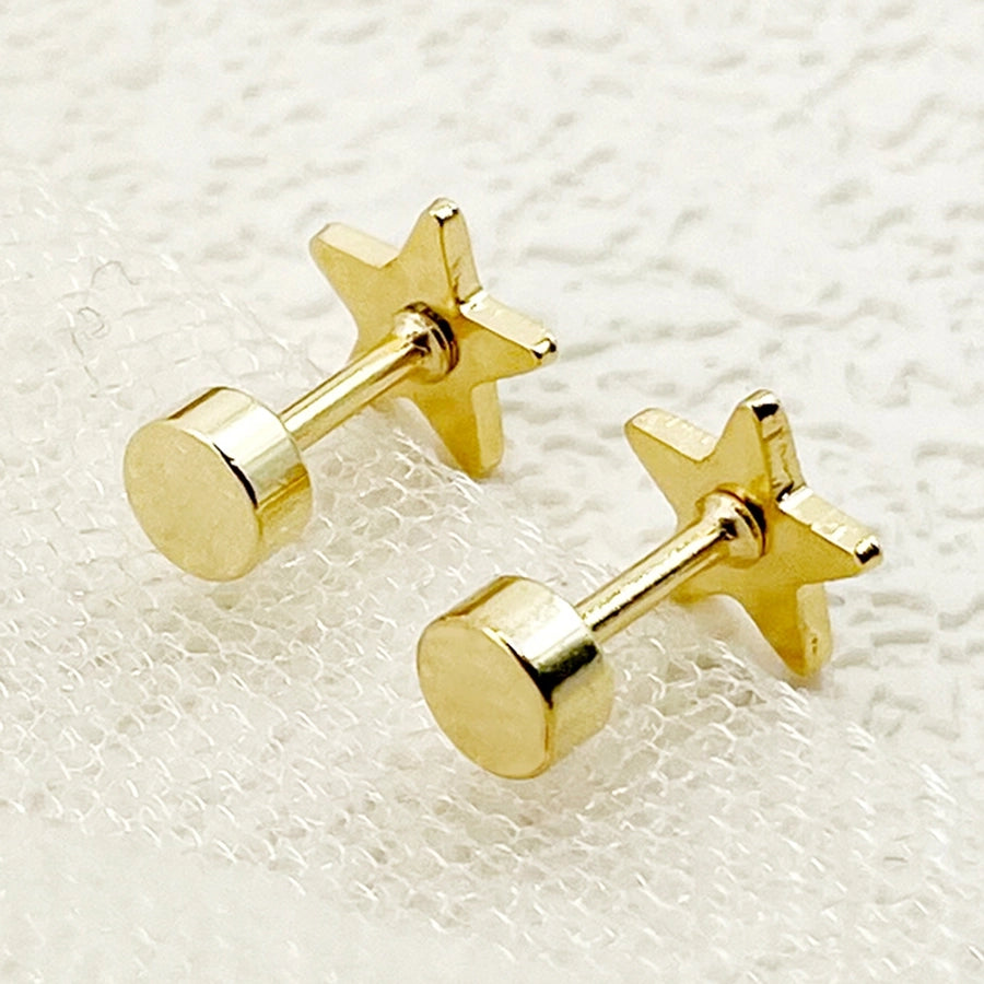 1 Pair Elegant Cute Artistic C Shape Pentagram Flower Enamel Inlay 304 Stainless Steel Zircon 14K Gold Plated Ear Studs