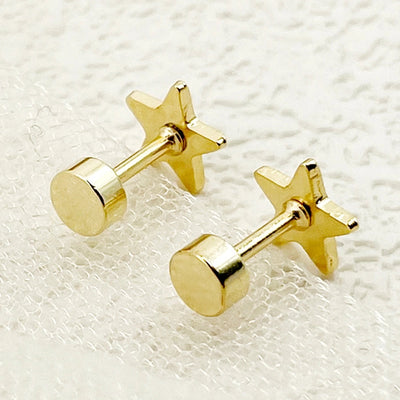 1 Pair Elegant Cute Artistic C Shape Pentagram Flower Enamel Inlay 304 Stainless Steel Zircon 14K Gold Plated Ear Studs