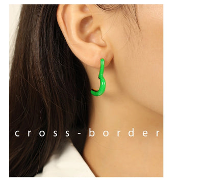 1 Pair IG Style Geometric Polishing Enamel Plating 304 Stainless Steel 18K Gold Plated Ear Studs