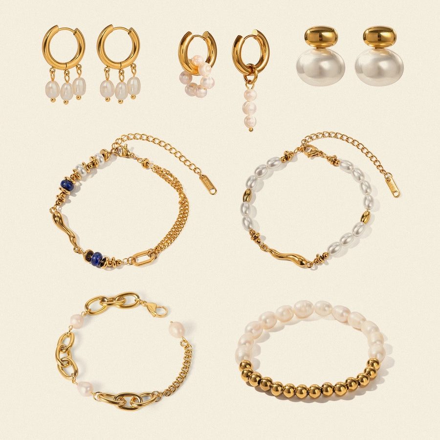 Elegant Geometric Stainless Steel Beaded Chain Bracelets In Bulk