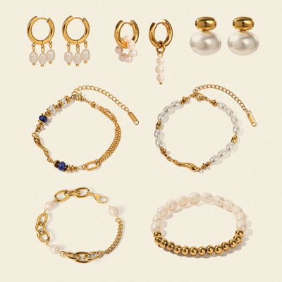 Elegant Geometric Stainless Steel Beaded Chain Bracelets In Bulk