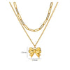 Jewelry Elegant Streetwear Bow Knot 304 Stainless Steel Plating Double Layer Necklaces