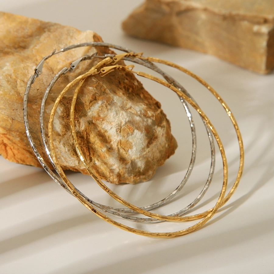 1 Pair IG Style Exaggerated Circle Solid Color Plating 304 Stainless Steel 18K Gold Plated Earrings