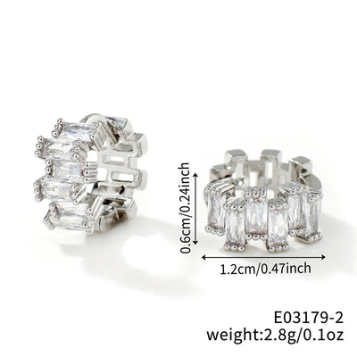 1 Pair Glam Simple Style Shiny Geometric Inlay Copper Zircon K Gold Plated Earrings