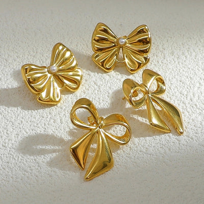 1 Pair Vintage Style Classic Style Bow Knot Plating 304 Stainless Steel Ear Studs