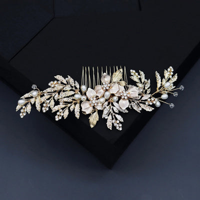 simple new pearl flower leaf hair clip