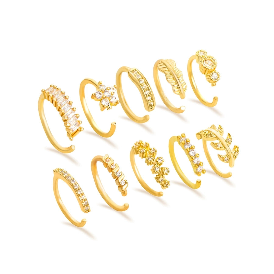 1 Piece Nose Rings & Studs Simple Style Geometric Heart Shape Alloy Plating Inlay Rhinestones Nose Rings & Studs